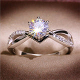 New  Classic Wedding Rings for Women Fashion Two Tone X Shape Cross Dazzling CZ Ring Female Engagement Jewelry