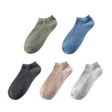 5 Pairs Women Solid Casual Cotton Short Socks Pack Ladies Fashion Concise Stripe Breathable Comfortable Trendy Ankle Socks Set