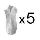 5 Pairs Women Solid Casual Cotton Short Socks Pack Ladies Fashion Concise Stripe Breathable Comfortable Trendy Ankle Socks Set