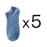 5 Pairs Women Solid Casual Cotton Short Socks Pack Ladies Fashion Concise Stripe Breathable Comfortable Trendy Ankle Socks Set