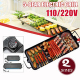 1400W/1750W 110V 220V Non-stick Electric Grills Indoor Smokeless 5-Gear Electric Barbecue Griddle Baking Tray BBQ Tools