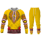 Fashion Couple Casual Outfits African Printed Hooded Sweatshirt 2pc Set Men/Women Hoodie and Pants Autumn Suits Plus Size