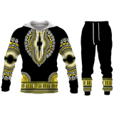 Fashion Couple Casual Outfits African Printed Hooded Sweatshirt 2pc Set Men/Women Hoodie and Pants Autumn Suits Plus Size