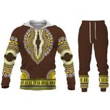 Fashion Couple Casual Outfits African Printed Hooded Sweatshirt 2pc Set Men/Women Hoodie and Pants Autumn Suits Plus Size