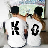 Queen King Print Lover Couple T-shirt Summer Funny Men Women  T Shirt Couples Tops Matching Clothes