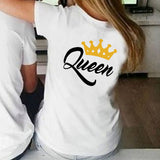 Queen King Print Lover Couple T-shirt Summer Funny Men Women  T Shirt Couples Tops Matching Clothes