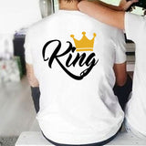 Queen King Print Lover Couple T-shirt Summer Funny Men Women  T Shirt Couples Tops Matching Clothes