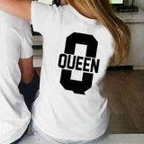 Queen King Print Lover Couple T-shirt Summer Funny Men Women  T Shirt Couples Tops Matching Clothes