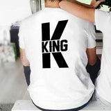 Queen King Print Lover Couple T-shirt Summer Funny Men Women  T Shirt Couples Tops Matching Clothes