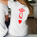 Queen King Print Lover Couple T-shirt Summer Funny Men Women  T Shirt Couples Tops Matching Clothes