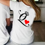 Queen King Print Lover Couple T-shirt Summer Funny Men Women  T Shirt Couples Tops Matching Clothes