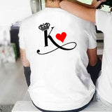 Queen King Print Lover Couple T-shirt Summer Funny Men Women  T Shirt Couples Tops Matching Clothes