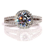 With Certificate Original 18K White Gold Color Ring Luxury 2.0ct Lab Diamond Wedding Bands Bride Women anillos de plata ley 925