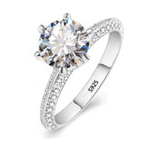 With Certificate Original 18K White Gold Color Ring Luxury 2.0ct Lab Diamond Wedding Bands Bride Women anillos de plata ley 925