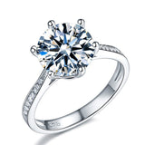 With Certificate Original 18K White Gold Color Ring Luxury 2.0ct Lab Diamond Wedding Bands Bride Women anillos de plata ley 925