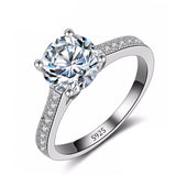 With Certificate Original 18K White Gold Color Ring Luxury 2.0ct Lab Diamond Wedding Bands Bride Women anillos de plata ley 925