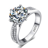 With Certificate Original 18K White Gold Color Ring Luxury 2.0ct Lab Diamond Wedding Bands Bride Women anillos de plata ley 925