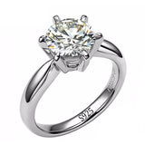 With Certificate Original 18K White Gold Color Ring Luxury 2.0ct Lab Diamond Wedding Bands Bride Women anillos de plata ley 925