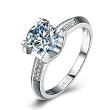 With Certificate Original 18K White Gold Color Ring Luxury 2.0ct Lab Diamond Wedding Bands Bride Women anillos de plata ley 925