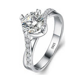 With Certificate Original 18K White Gold Color Ring Luxury 2.0ct Lab Diamond Wedding Bands Bride Women anillos de plata ley 925