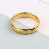 Simple Fashion Style Smooth Stainless Steel Rings Classic Gold Color Couple  For Women And Men Wedding Engagement Jewelry