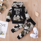Baby Girl Boy Twins Clothes Toddler Girl Outfits Mama&#39;s Boy Girl Camouflage Print Hooded Top + Pants Infant Kids Clothing Bulk