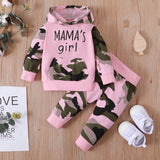 Baby Girl Boy Twins Clothes Toddler Girl Outfits Mama&#39;s Boy Girl Camouflage Print Hooded Top + Pants Infant Kids Clothing Bulk
