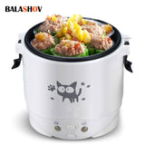 Multifunction Rice Cooker Portable 1L Water Food Heater Machine Lunch Box Warmer 2 Persons Cooking Machine for Home Car Truck