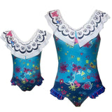 Family Matching Swimwear Mom Daughter Taseel Leaf Blue Bikini Dad Son Bathing Suit Women Men Couples Outfits Girls Boys Swimsuit
