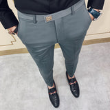 Men Pants Korean Slim Fit Men Casual Ankle Length Pants Streetwear Men High Quality Black Gray Dress Suit Pant Man