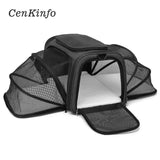CenKinfo Carrier For Cat Pet  Airline Approved Expandable Foldable Soft Dog Carrier 5 Open Doors Reflective Tapes Cat Travel Bag